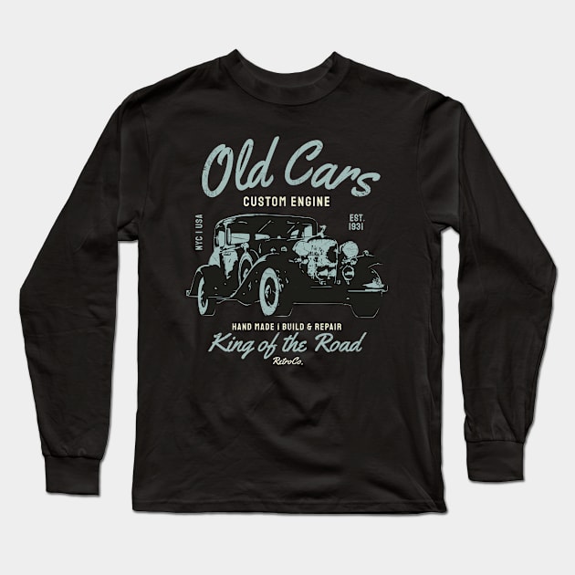 Old Cars Classic Car Vintage Sportscar Long Sleeve T-Shirt by Foxxy Merch